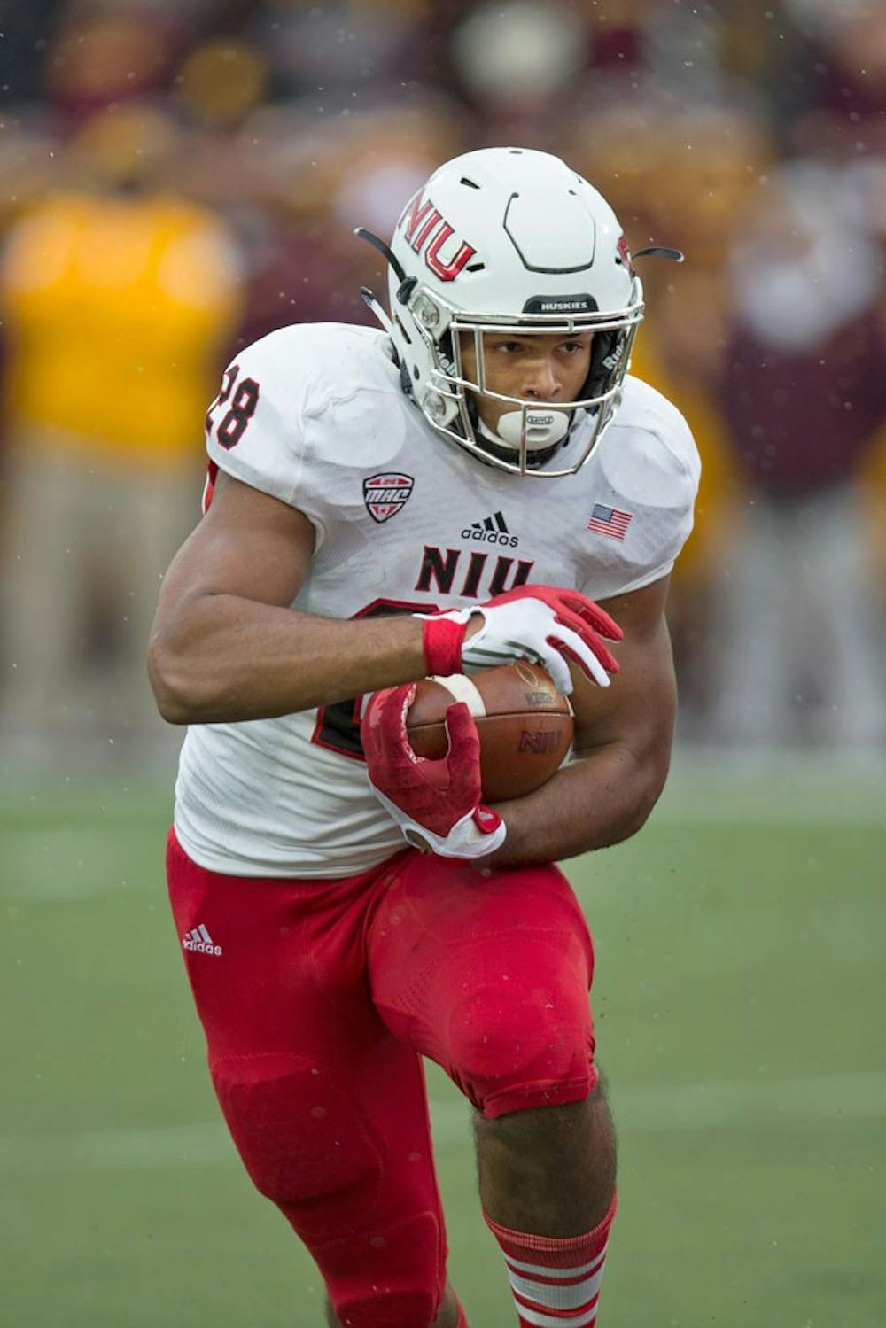 <p>Against,&nbsp;Central Michigan on Oct. 3. Northern Illinois running back Joel&nbsp;Bouagnon ran for 104 yards on 26 carries with two touchdowns. <em>The Spectrum </em>gave the Huskies the edge in running backs.&nbsp;</p>