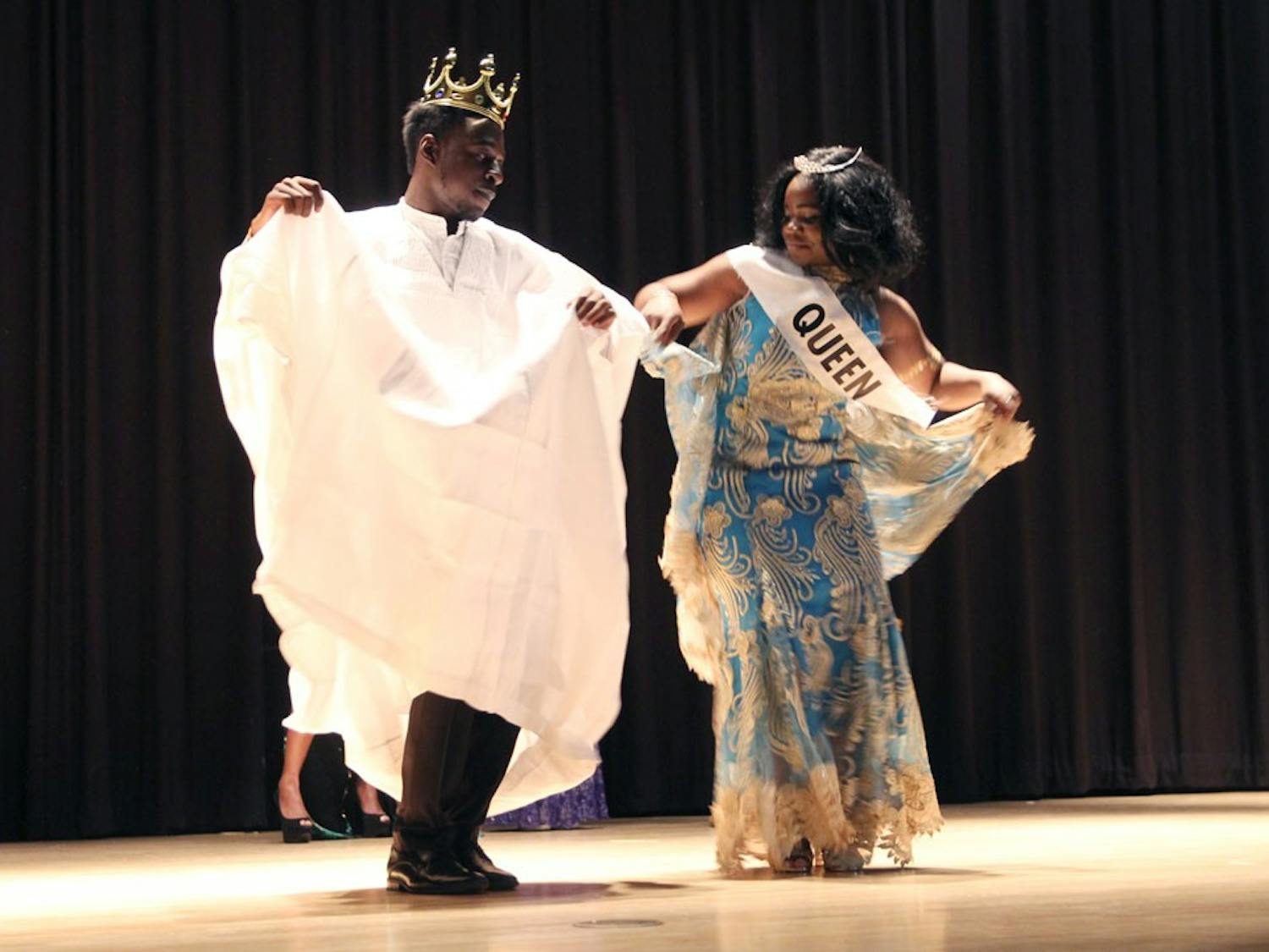 Adeyinka Ajiboye (left) and&nbsp;Abiola Oladitan (right) were named king and queen of ASA's Jambo&nbsp;Pageant&nbsp;in the&nbsp;Student Union Theater Sunday night.&nbsp;