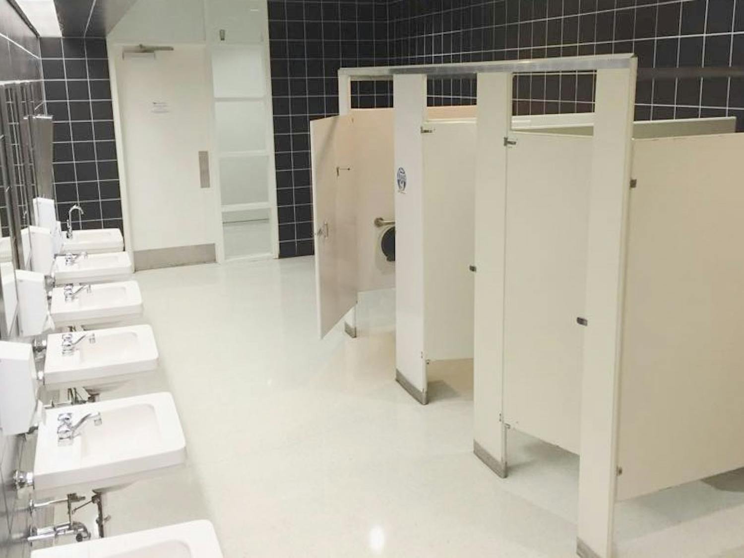 The Center for the Arts bathroom is one of the largest, cleanest and well-maintained bathrooms on campus but is out of the way of many students’ classes.