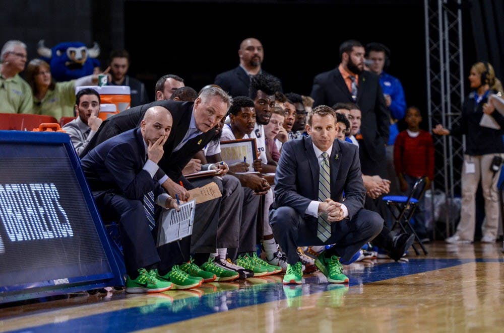 <p>The Bulls'&nbsp;coaches wore&nbsp;green shoes for lymphoma awareness in their game against Ball State&nbsp;Tuesday night. Head coach Nate Oats' wife Crystal was diagnosed with lymphoma several months ago.&nbsp;</p>