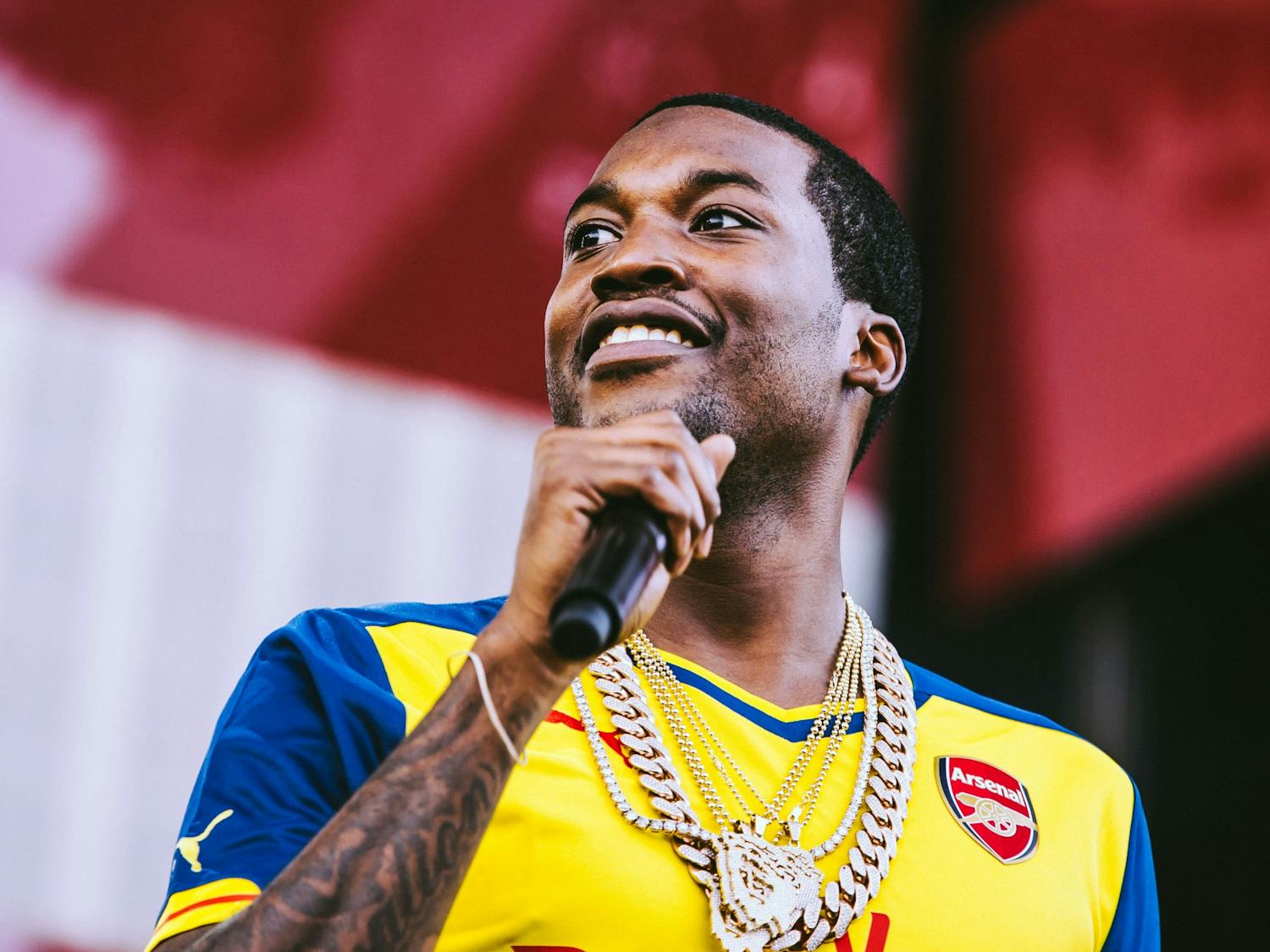 Philadelphia rapper Meek Mill delights the crowd during a 2015 concert.