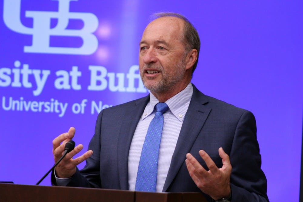 <p>UB alum Stephen Still announced his $4 million donation to the School of Engineering and Applied Sciences Thursday morning in Capen Hall.&nbsp;</p>