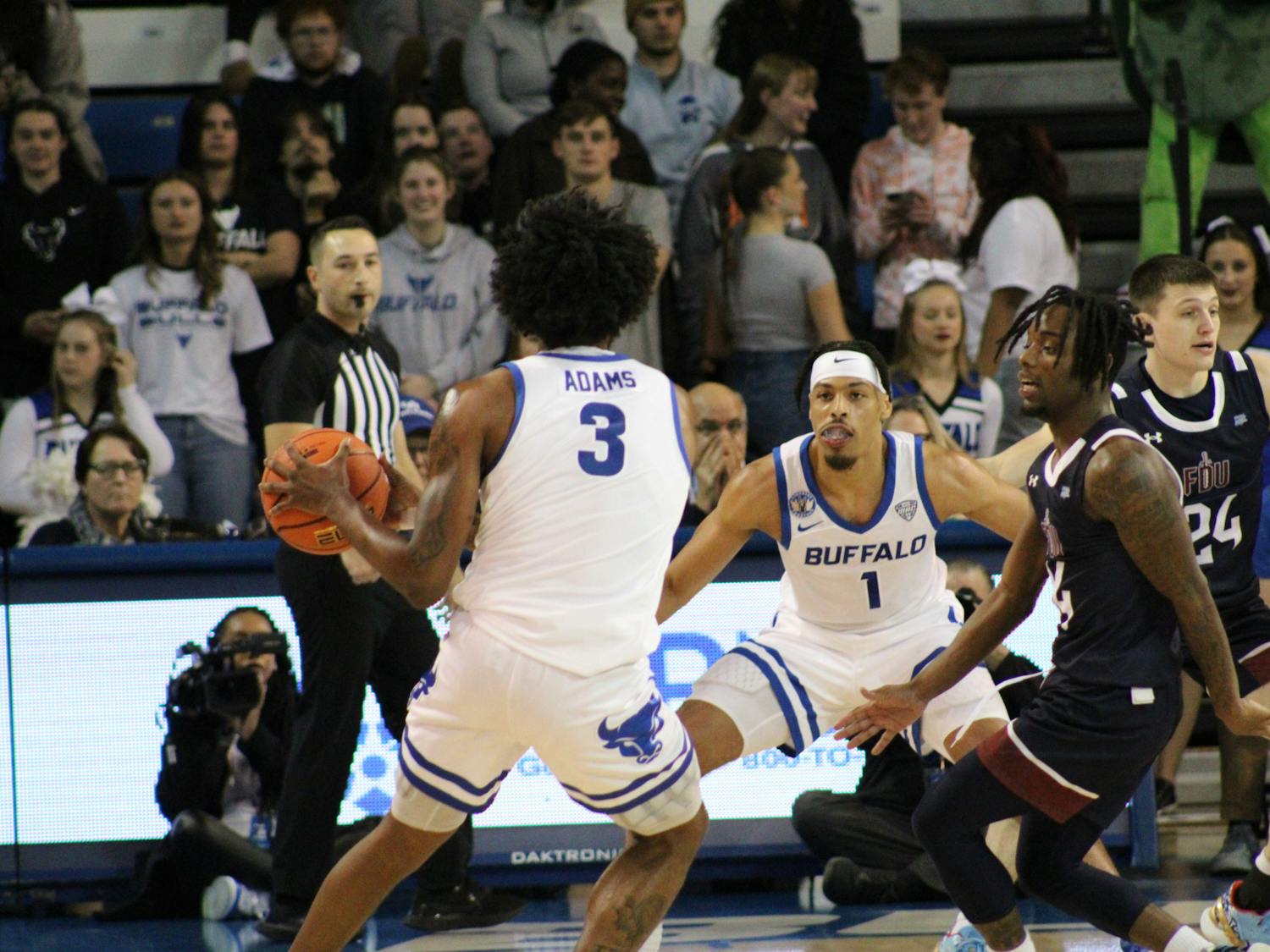 Fifth-year forward Sy Chatman, pictured above at the Bulls' season opener, led the team on Wednesday with 19 points. &nbsp;