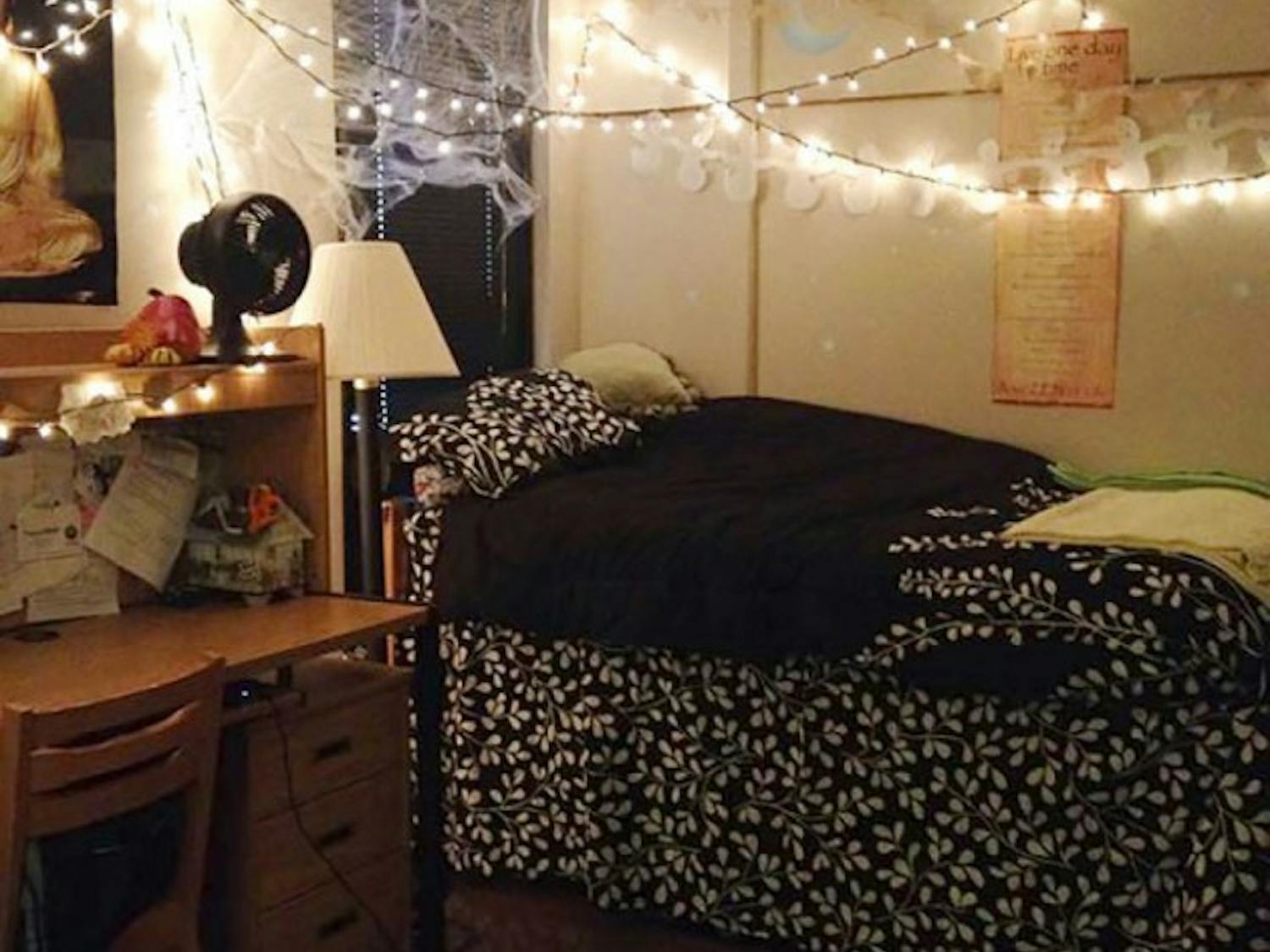 Leah Pilcher, a freshman dance and psychology major, decorated
her dorm room with Christmas lights, cobwebs and paper chains of
bats and ghosts.&nbsp;Courtesy of Leah Pilcher