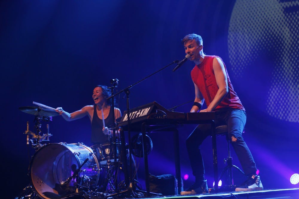 <p>Pop-duo Matt and Kim brought an energetic performance to the Center for the Arts on Saturday, despite low attendance. Closers American Authors brought a calmness to the evening and mixed in new tracks an popular cuts like "Best Days of My Life."&nbsp;</p>