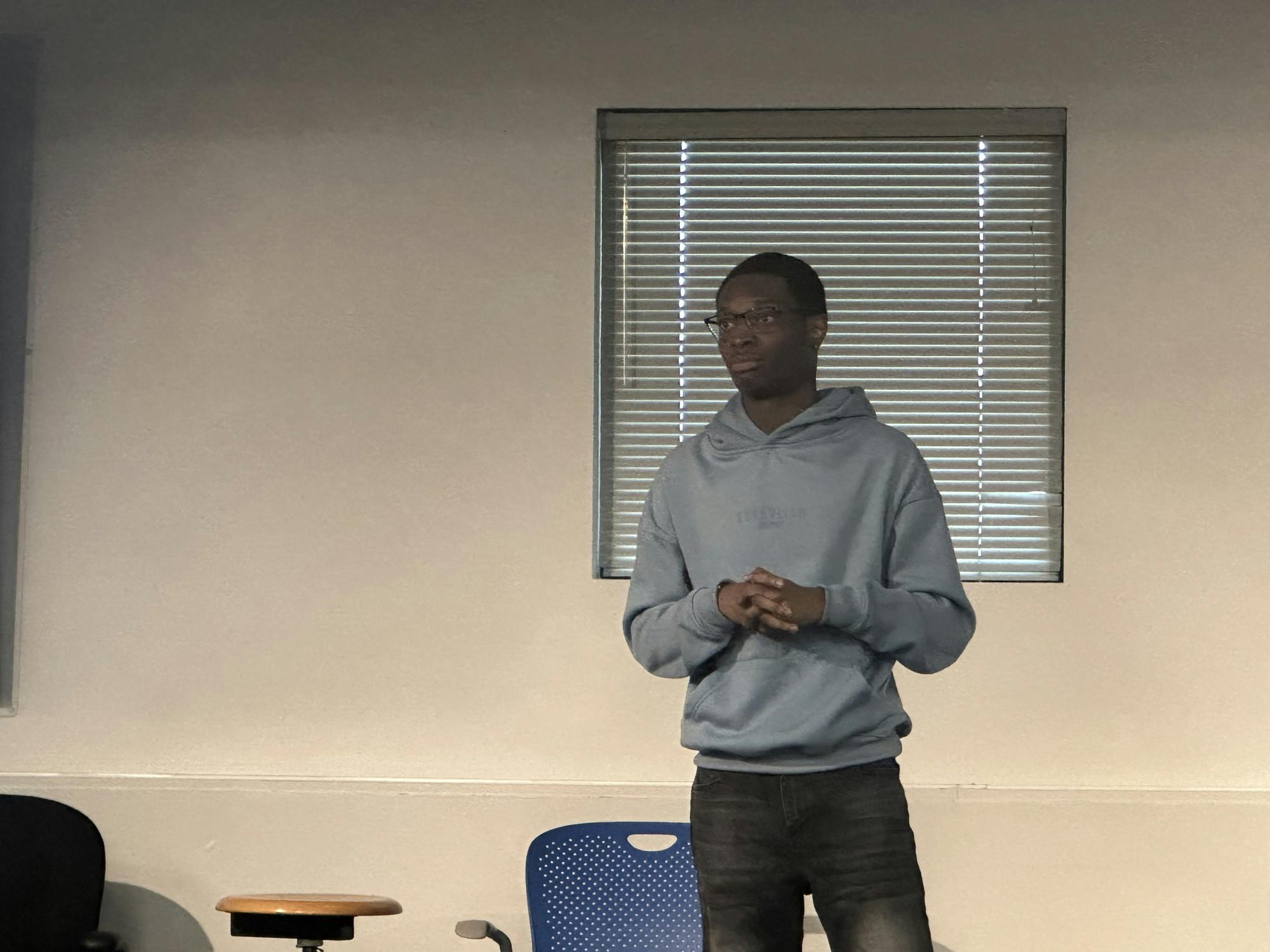 Treasurer Laron Fomby announced SA's plan to add a question that asks students to raise the mandatory activity fee from $109 to $115 during Friday afternoon’s informational session on supplemental funding.