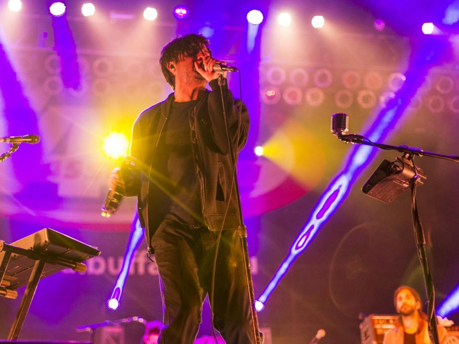 Young the Giant frontman Sameer Gadhia performs at last year’s Spring Fest on May 2. The Student Association went with an alternative theme for the concert.