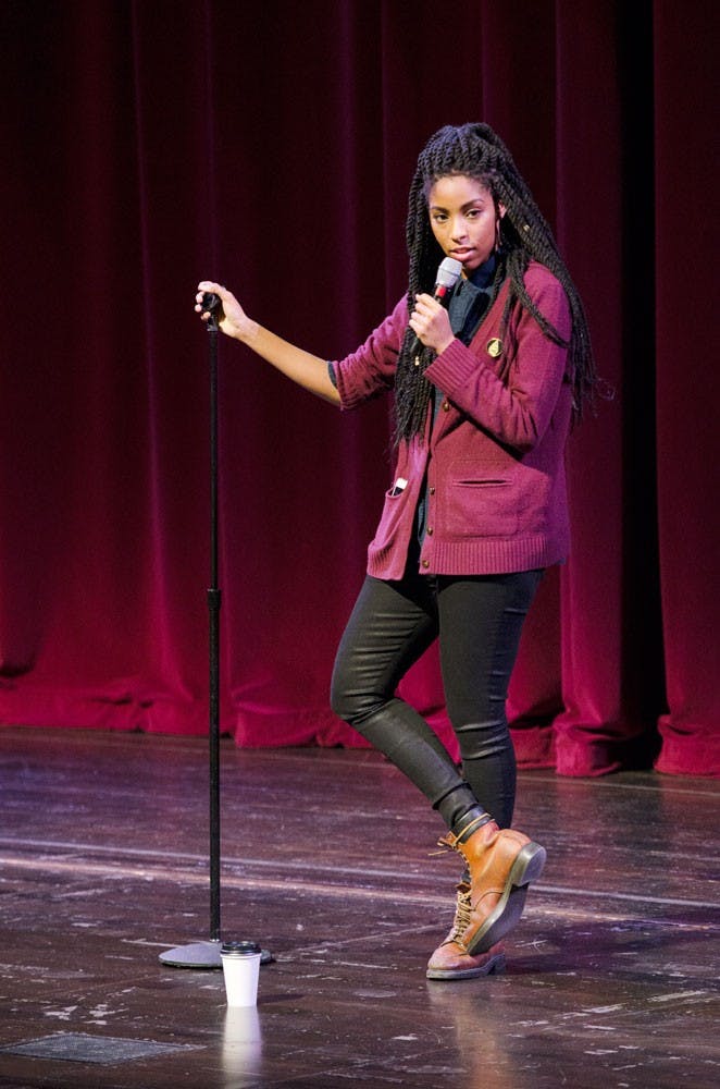 Jessica Williams of The Daily Show fame takes the stage in the Center For the Arts, giving a comedic lecture as part of the Student Association's annual Comedy Series. 
