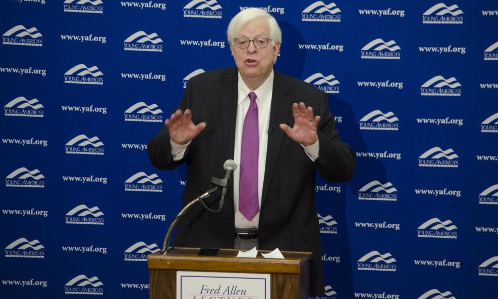 Dennis Prager spoke Wednesday night at an event hosted by conservative student group Young Americans for Freedom.