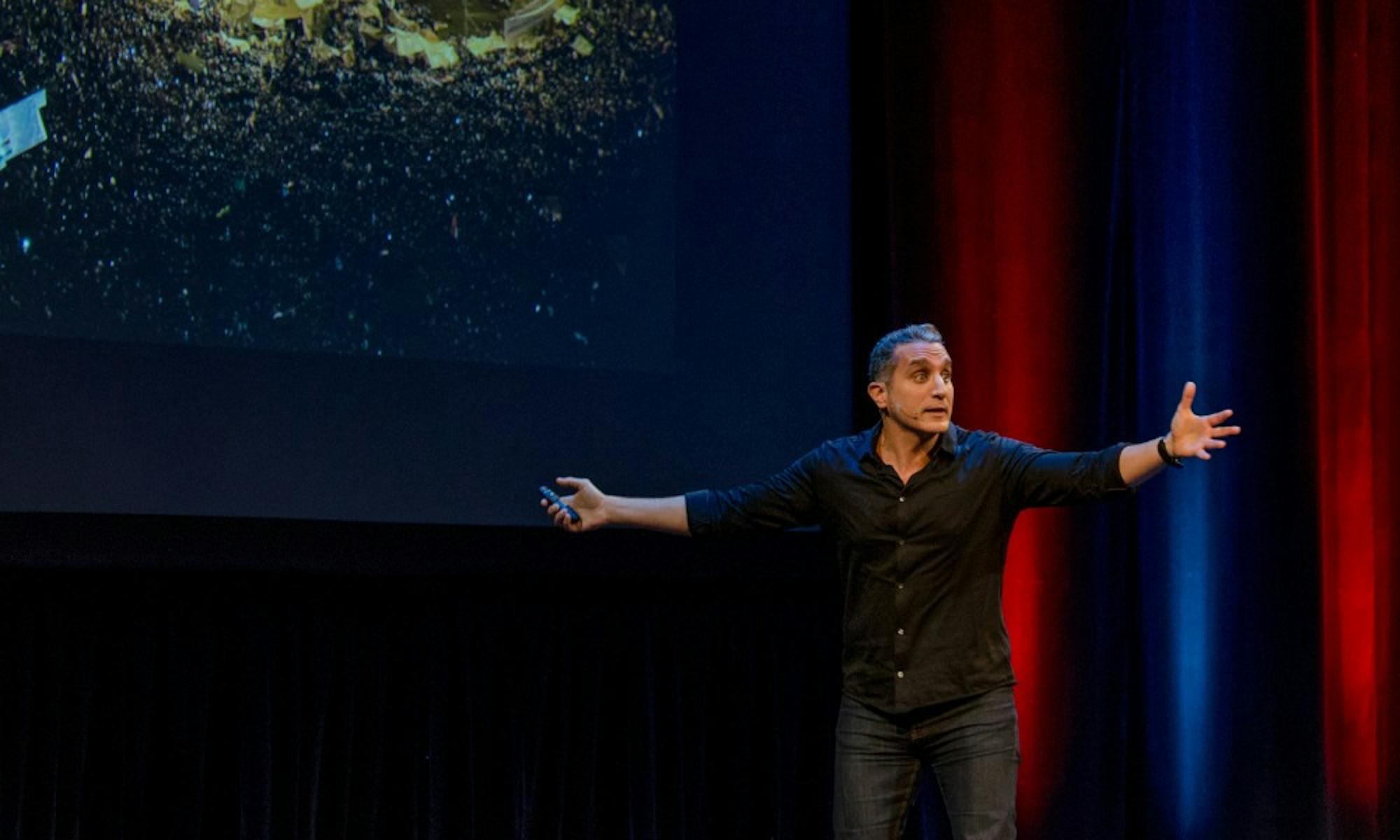 Bassem Youssef, an Egyptian satirist often compared to Jon Stewart, spoke at Memorial Union Wednesday night about the importance of satire.