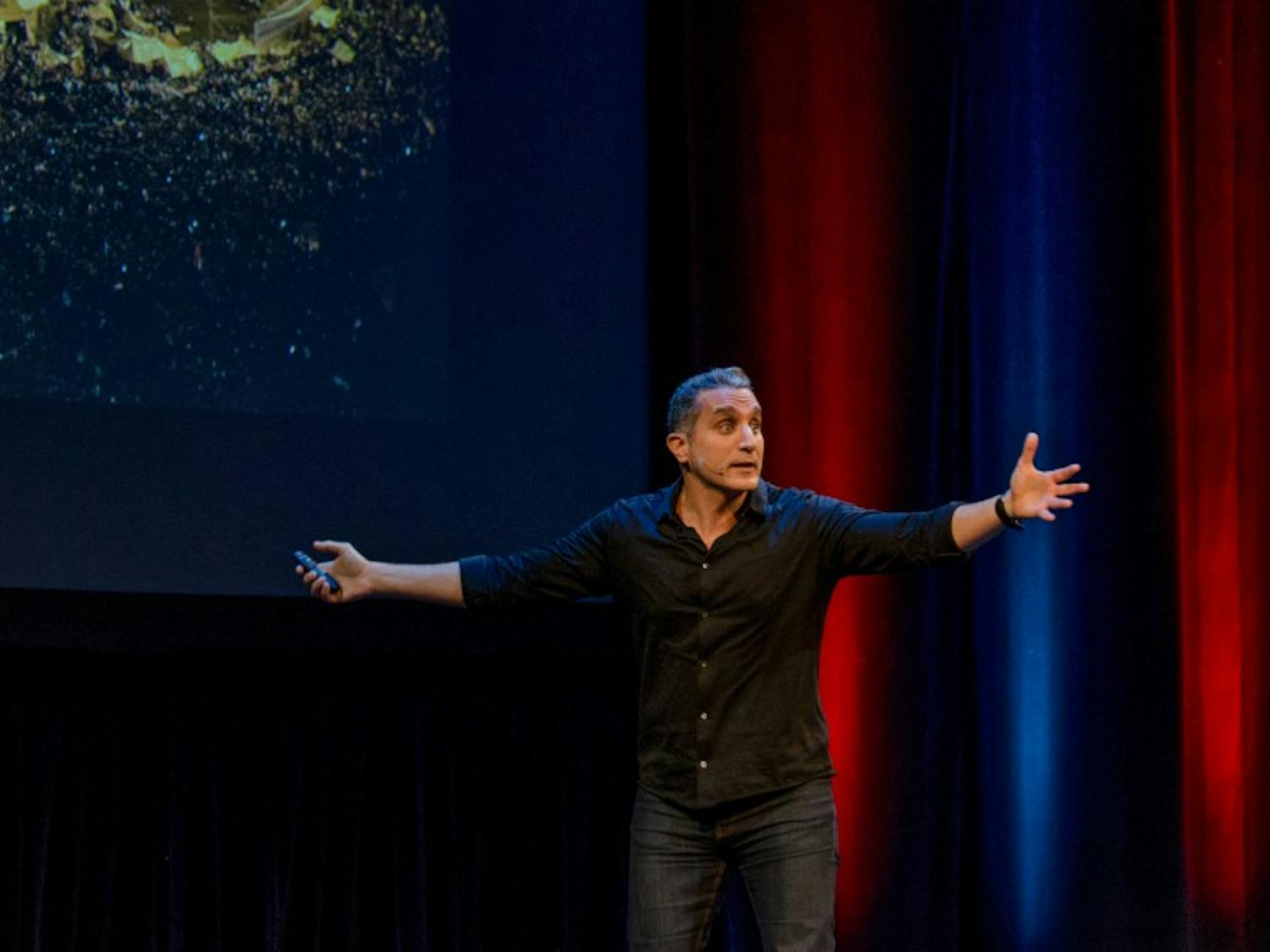 Bassem Youssef, an Egyptian satirist often compared to Jon Stewart, spoke at Memorial Union Wednesday night about the importance of satire.