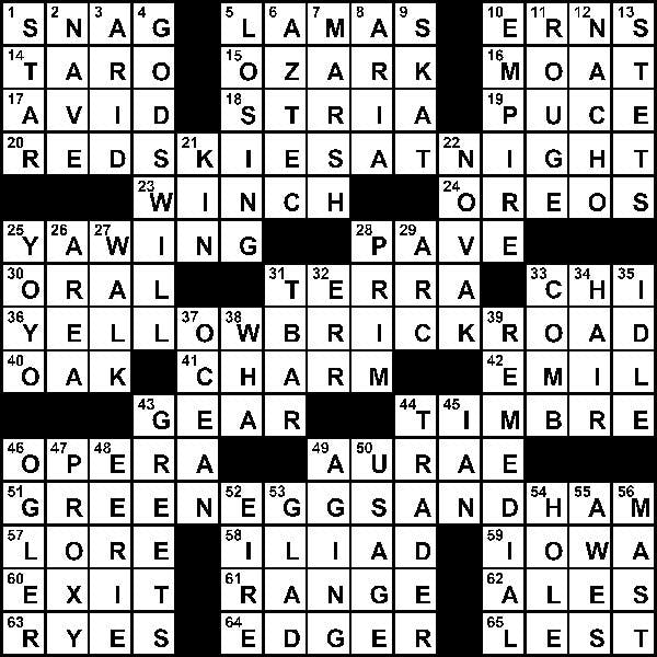 09/14/2009 - Crossword Solution