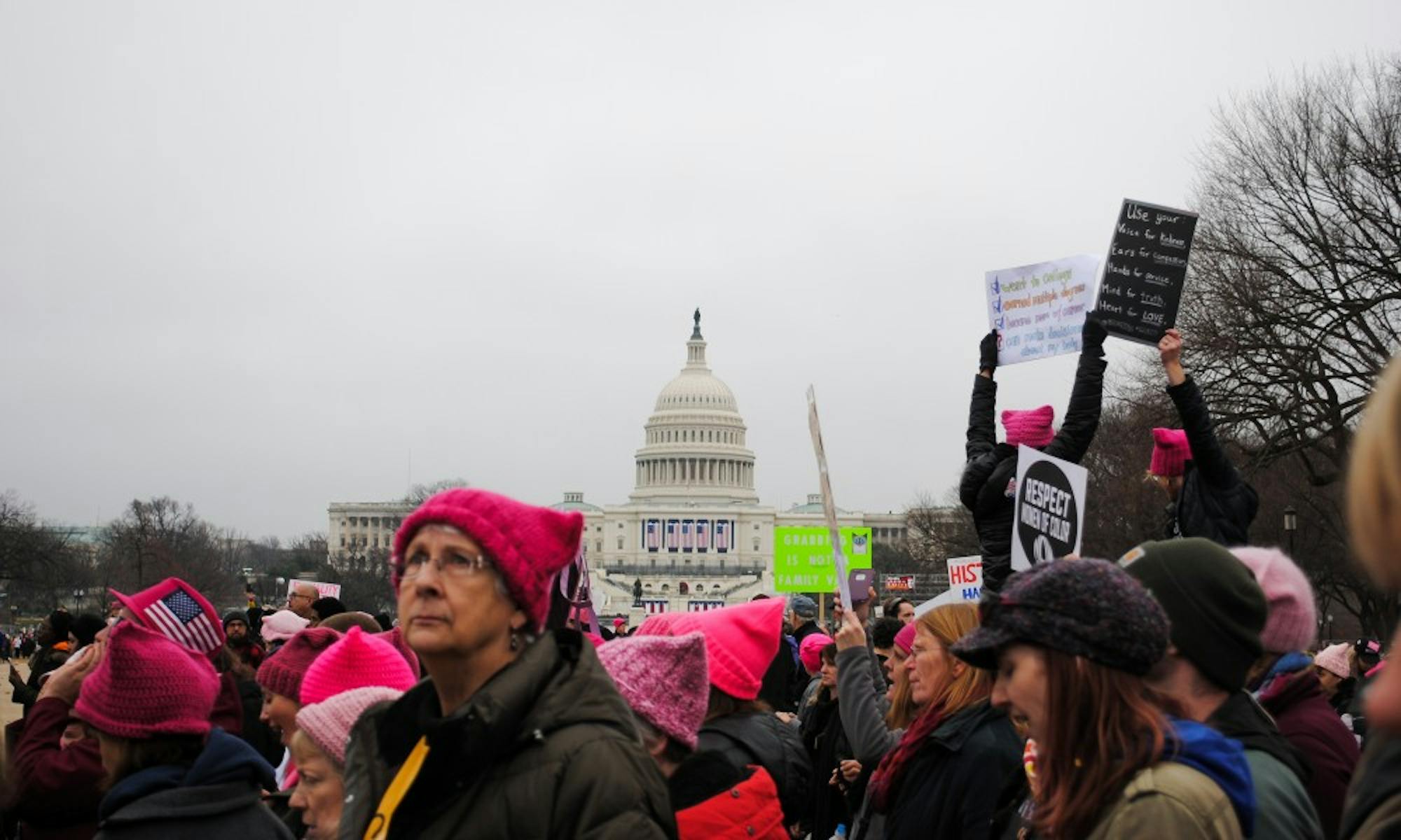 People of all identities from various countries marched passed the United States Capitol building holding signs that supported organizations such as Planned Parenthood and criticized newly inaugurated President Donald Trump at the Women’s March on Washington Saturday.