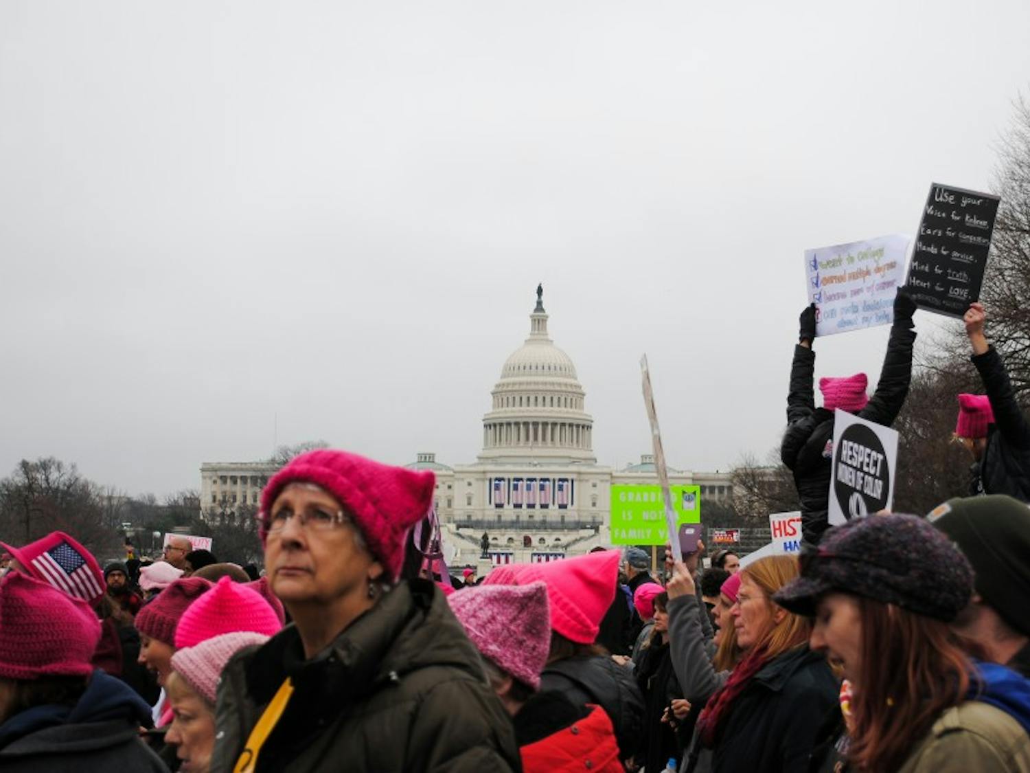 People of all identities from various countries marched passed the United States Capitol building holding signs that supported organizations such as Planned Parenthood and criticized newly inaugurated President Donald Trump at the Women’s March on Washington Saturday.