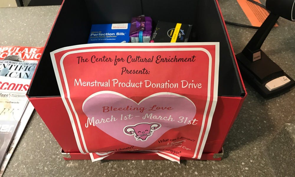 The student organization Accessible Reproductive Healthcare Initiative will accept donations of menstrual products in boxes set up throughout campus until the end of the month.