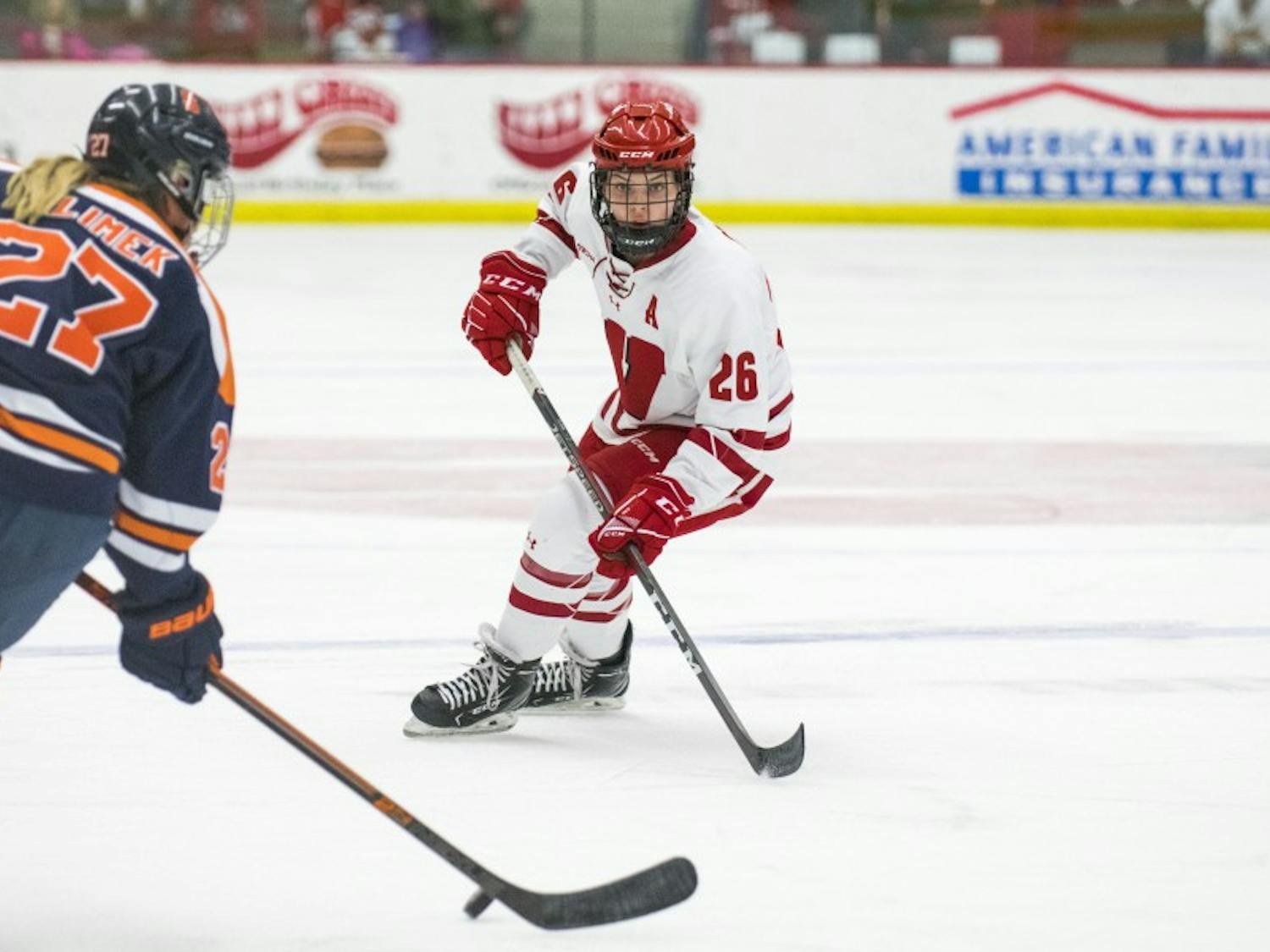 Senior forward Emily Clark scored three times on the weekend to help Wisconsin tighten its grip on the WCHA regular-season title.