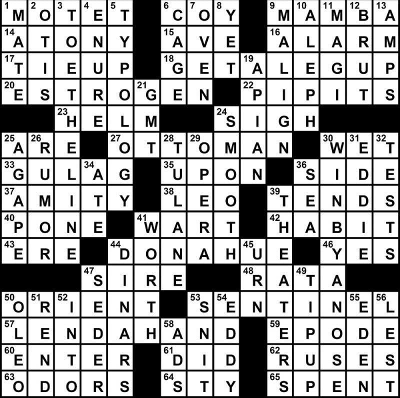 10/23/2009 - Crossword Solution