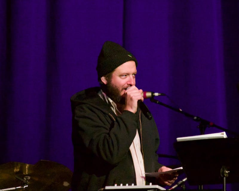 Bon Iver's Justin Vernon was one of the many people onstage to honor their home state of Wisconsin.