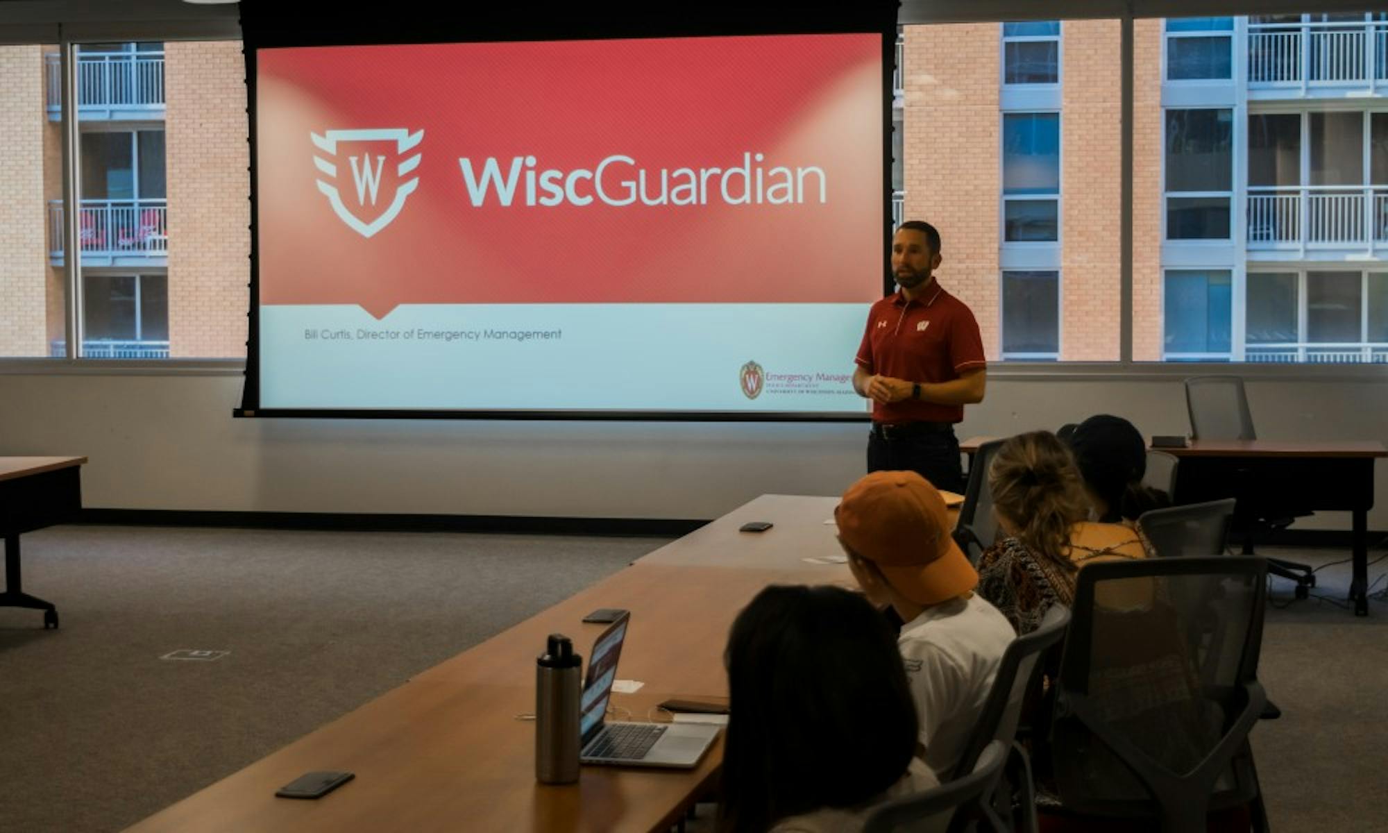 Bill Curtis,&nbsp;UWPD's&nbsp;emergency management director,&nbsp;spoke to members of the Associated Students of Madison's Shared Governance Committee Wednesday about the WiscGuardian app.