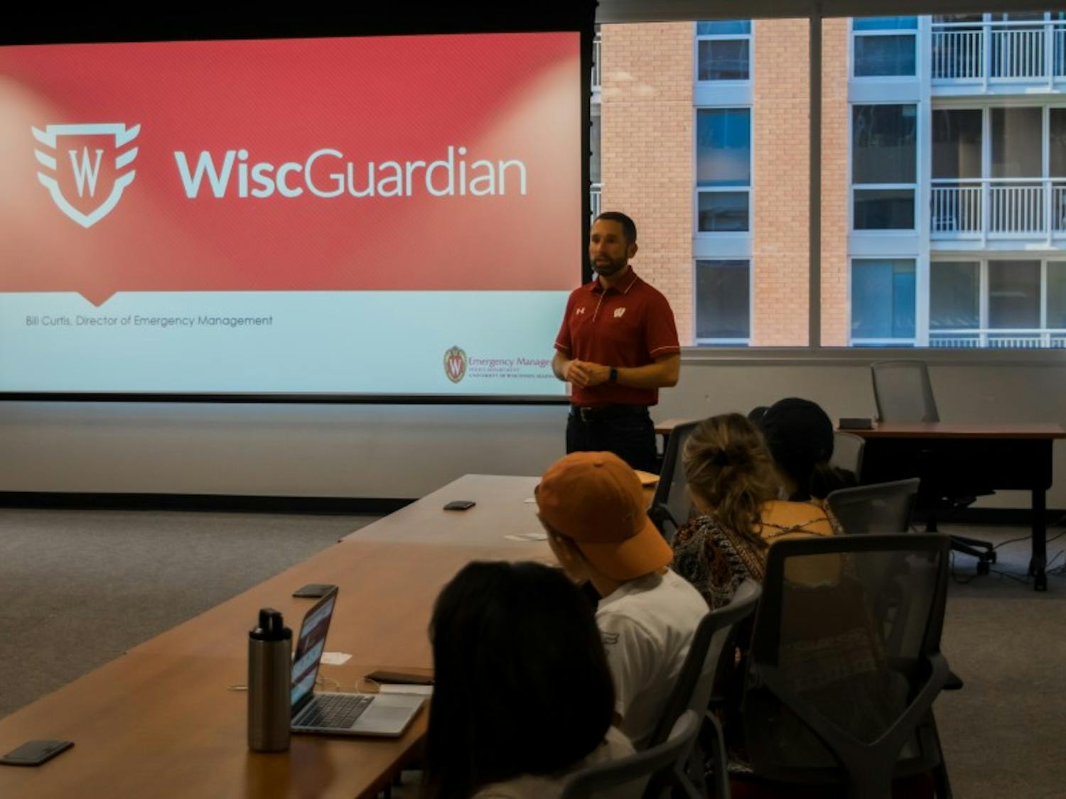 Bill Curtis,&nbsp;UWPD's&nbsp;emergency management director,&nbsp;spoke to members of the Associated Students of Madison's Shared Governance Committee Wednesday about the WiscGuardian app.