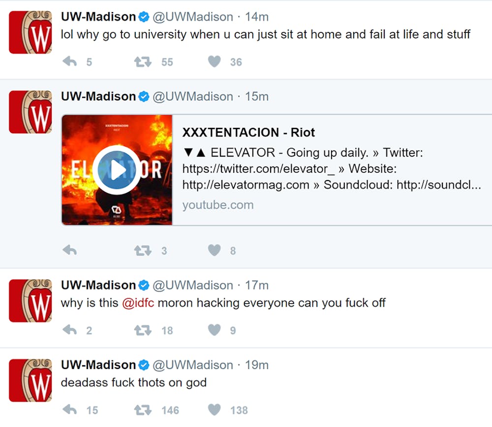 Multiple university Twitter accounts were hacked Wednesday morning.