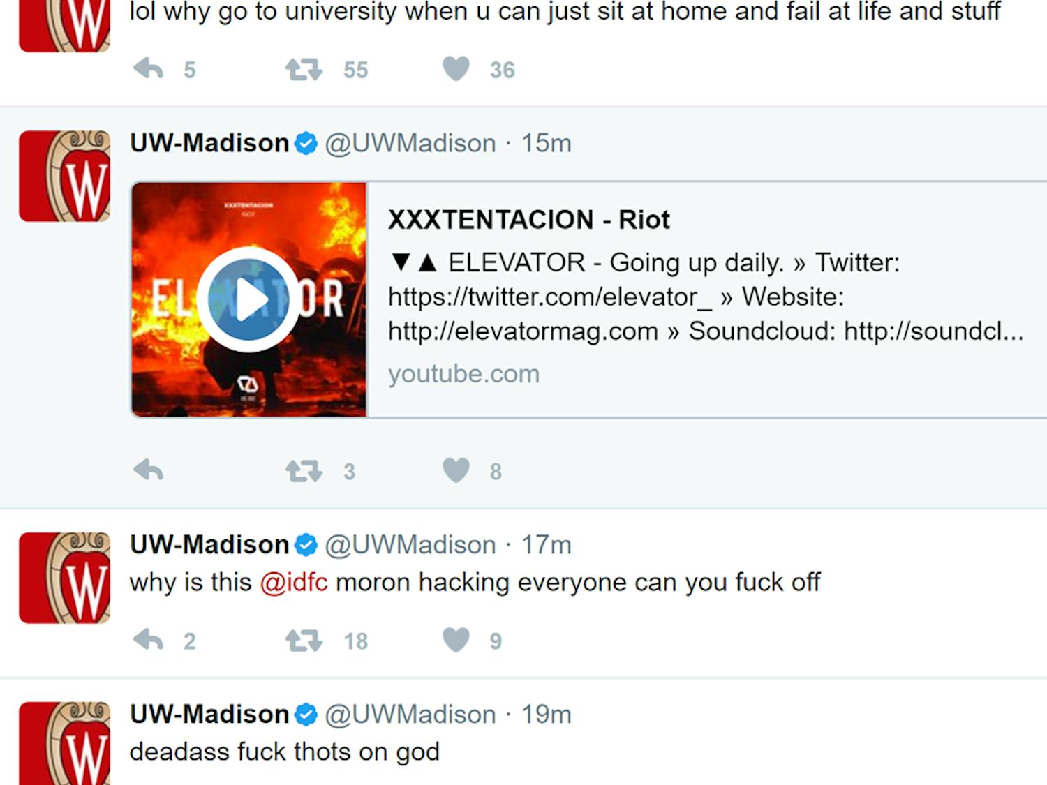 Multiple university Twitter accounts were hacked Wednesday morning.