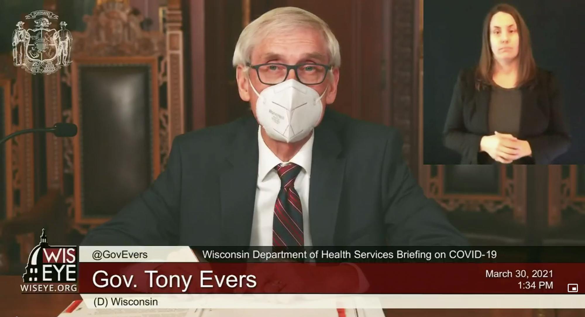 Gov. Tony Evers discusses expanding vaccine eligibility to all Wisconsinites aged 16 and up.&nbsp;