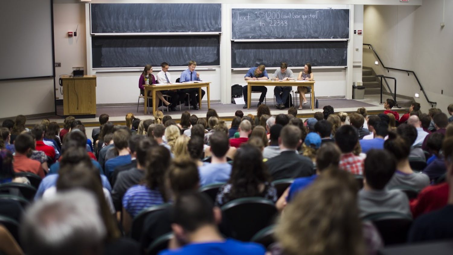 Three members from Badger Catholic and three students from Atheists, Humanists, and Agnostics exchanged arguments about topics such as feminism, science versus religion and abortion.