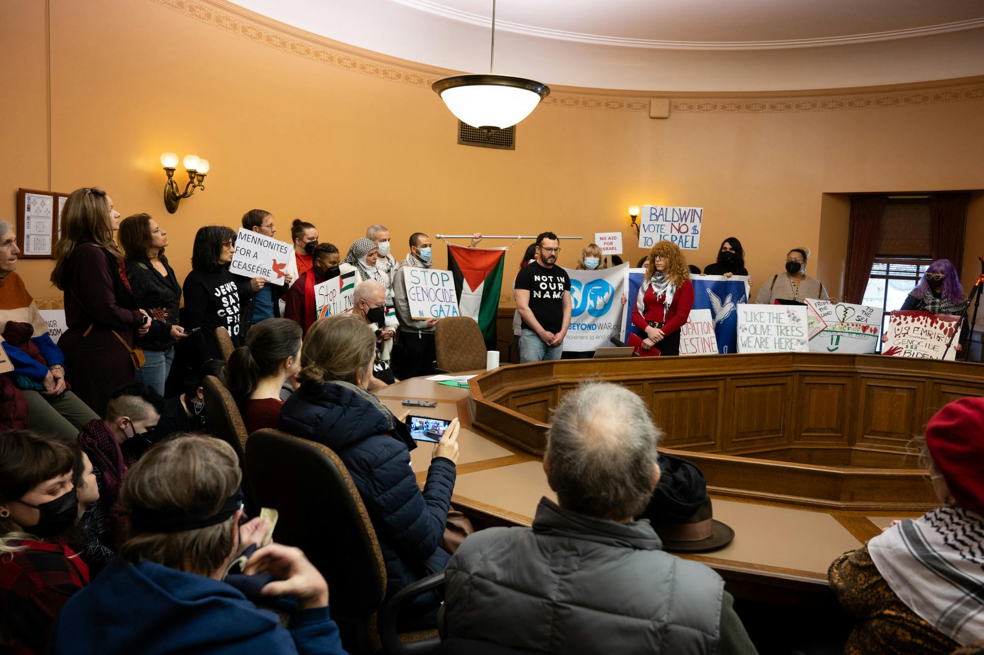 PHOTOS: "Ceasefire & Stop Arming Israel" Press Conference Jan. 26