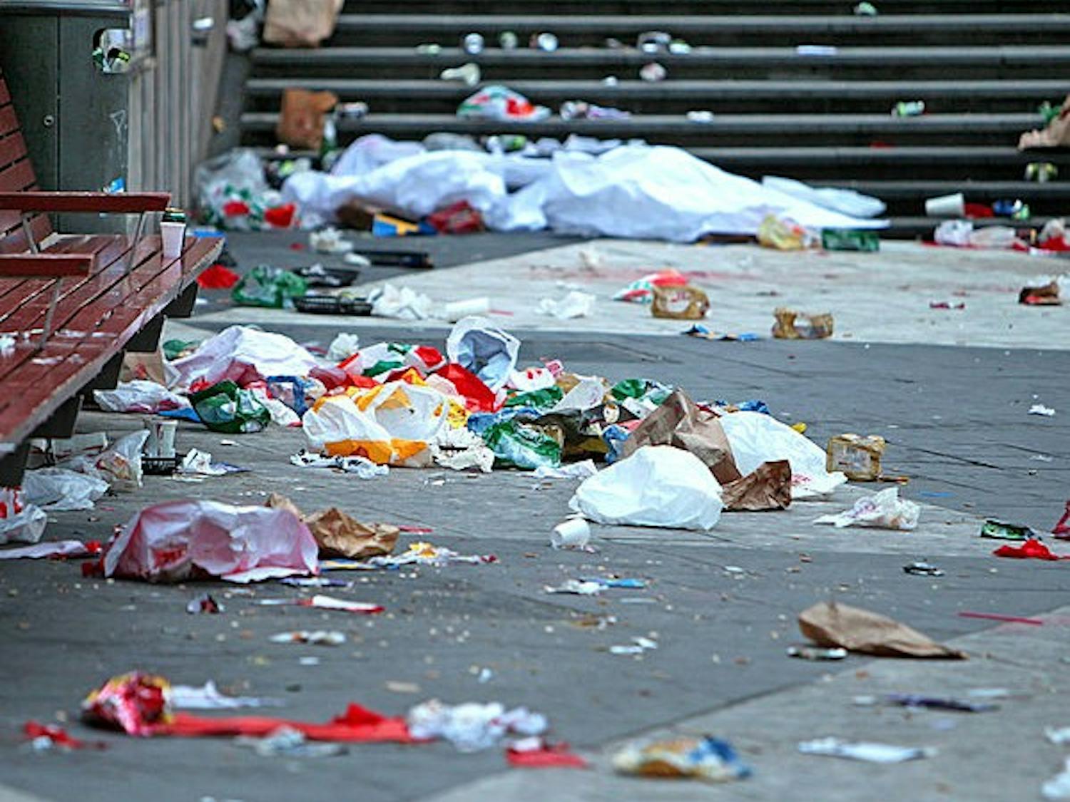 Trash litters the streets in the aftermath of big events like Freakfest.