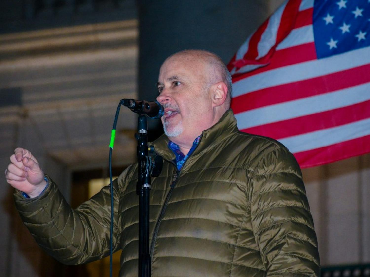 US Rep. Mark Pocan, D-Madison, spoke to hundreds of Madison residents Thursday evening at a rally protesting President Trump’s removal of Deputy Attorney General Rod Rosenstein from overseeing Robert Mueller’s investigation into the Trump campaign.