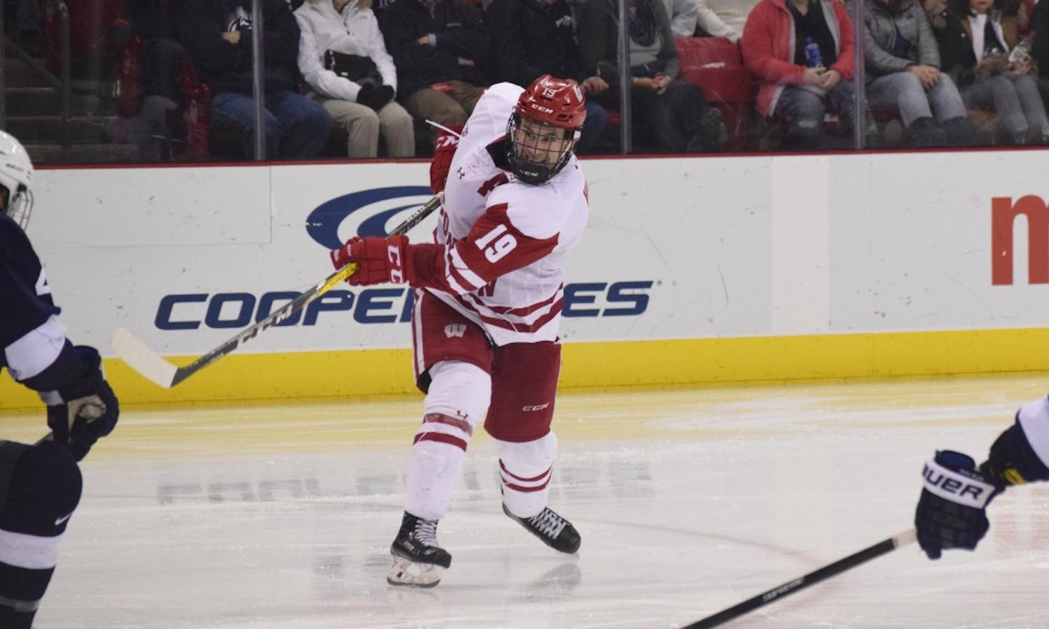 Senior captain Cameron Hughes and the Badgers lost two four-goal contests against Ohio State in Columbus.