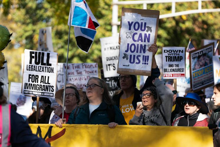 Protesters No Signs No Kings Protest draws thousands to Madison’s downtown - The Daily Cardinal