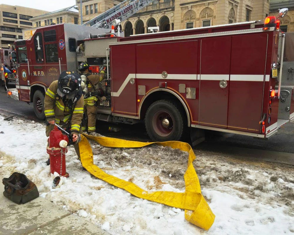 Madison Fire Department responds to a fire at Memorial Union Thursday afternoon.