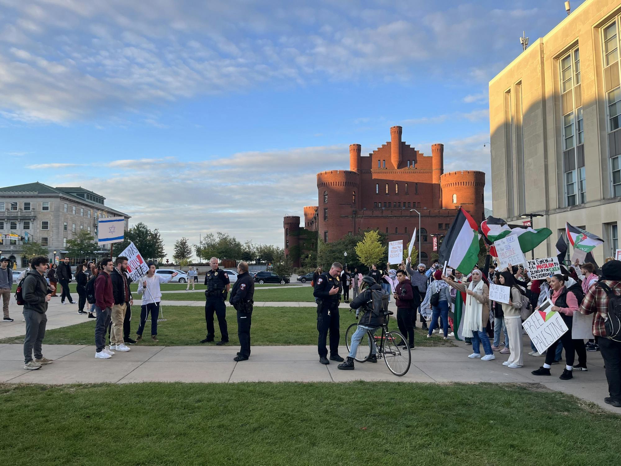 Protestors at Library Mall