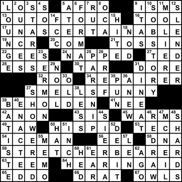 09/11/2009 - Crossword Solution