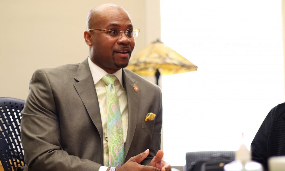 Chief Diversity Officer Patrick Sims spoke about the campus climate survey released to students Monday.