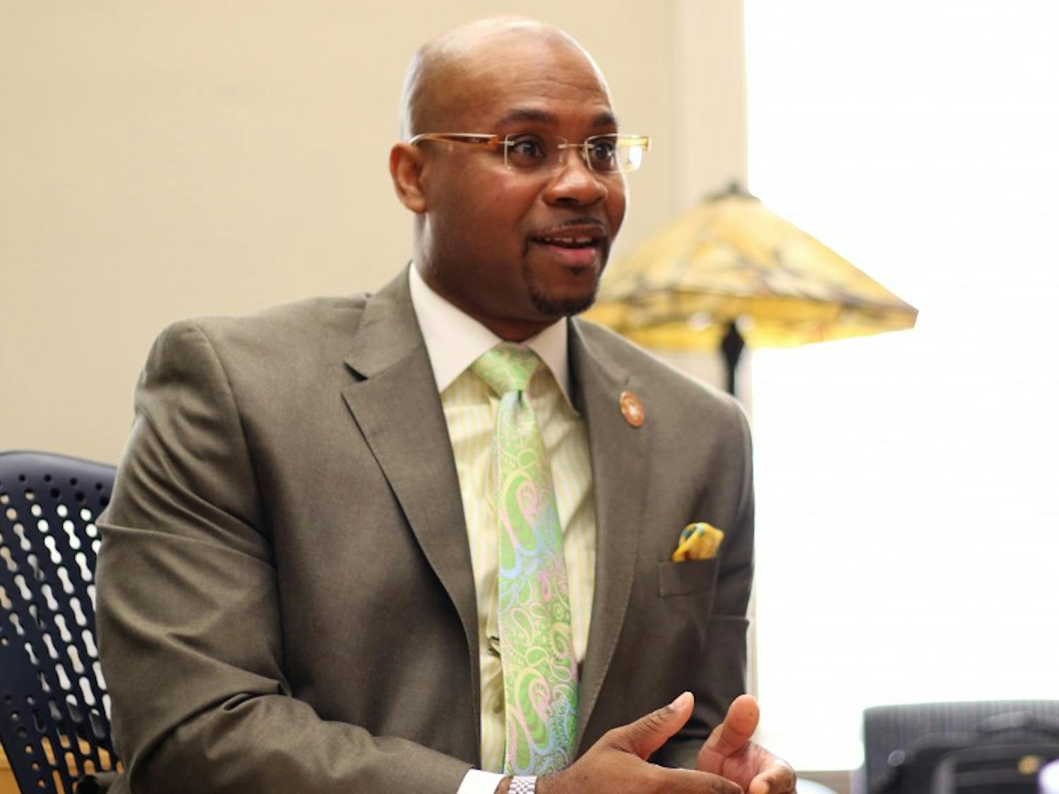 Chief Diversity Officer Patrick Sims spoke about the campus climate survey released to students Monday.