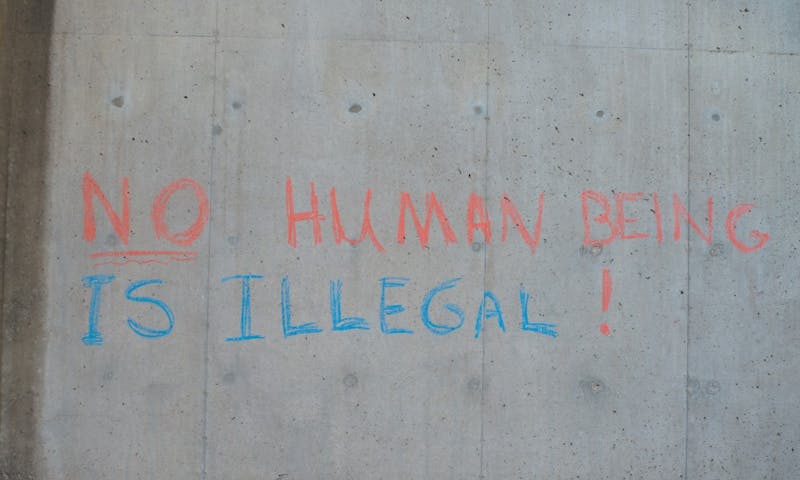 Writing in chalk was recently found on Mosse Humanities Building that sends the same message as the letter calling for UW-Madison to protect undocumented people. 