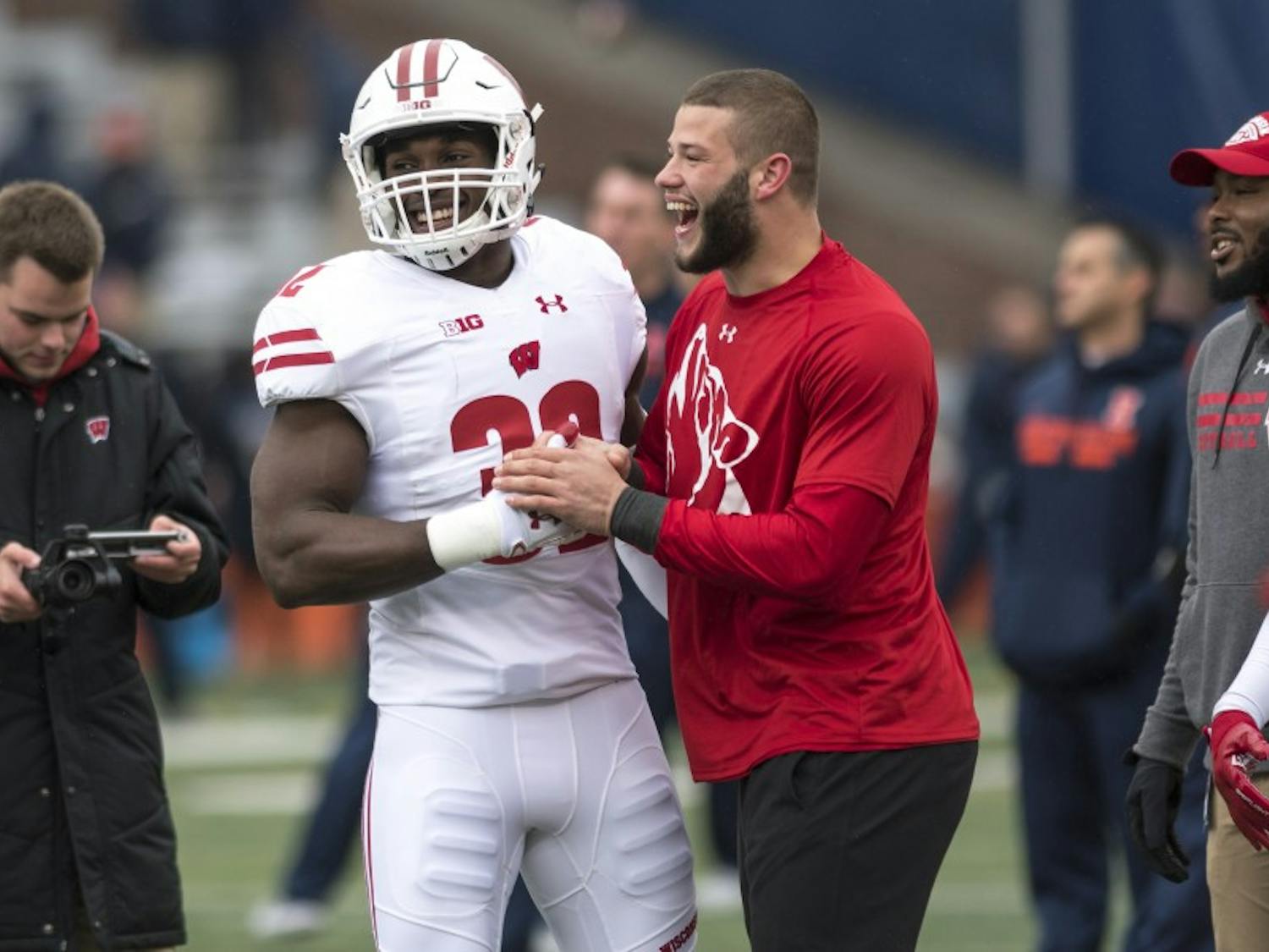 Leon Jacobs (left) and Jack Cichy (right) both performed well at Wisconsin's pro day on Wednesday.&nbsp;