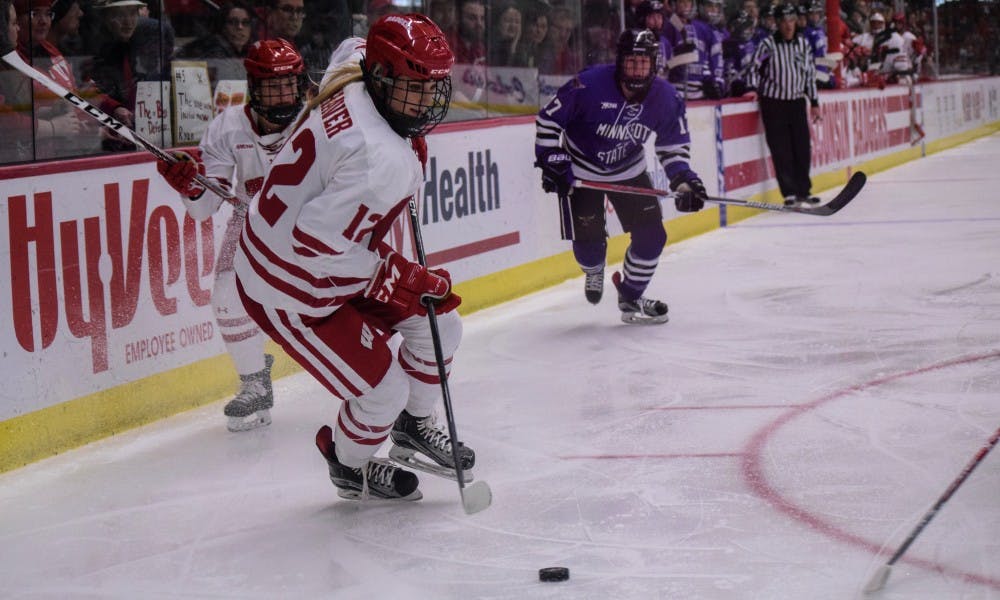 Sofia Shaver scored against Minnesota-Duluth early in the first to give UW a 2-0 lead.