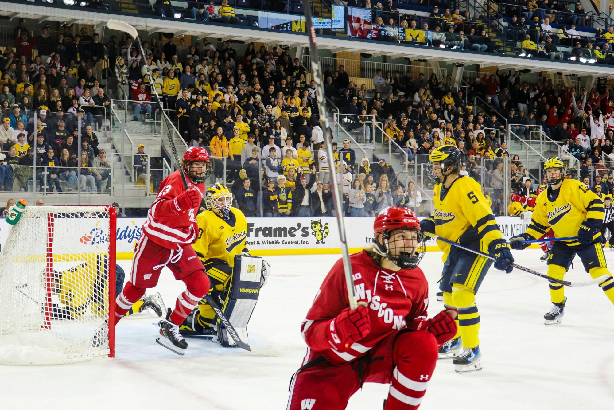 Owen Mehlenbacker first NCAA goal, Badgers v Michigan Hockey.jpg