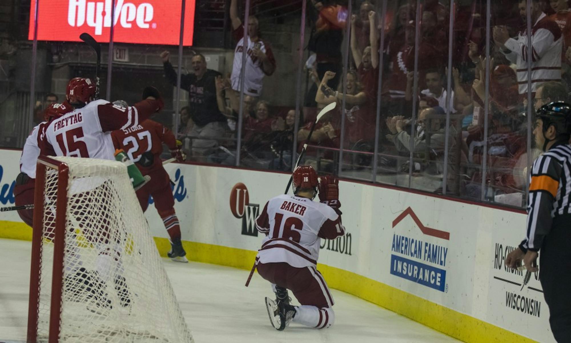 Freshman Tarek Baker did not score tonight, but played a big role on UW's best line in its 3-2 loss to North Dakota.