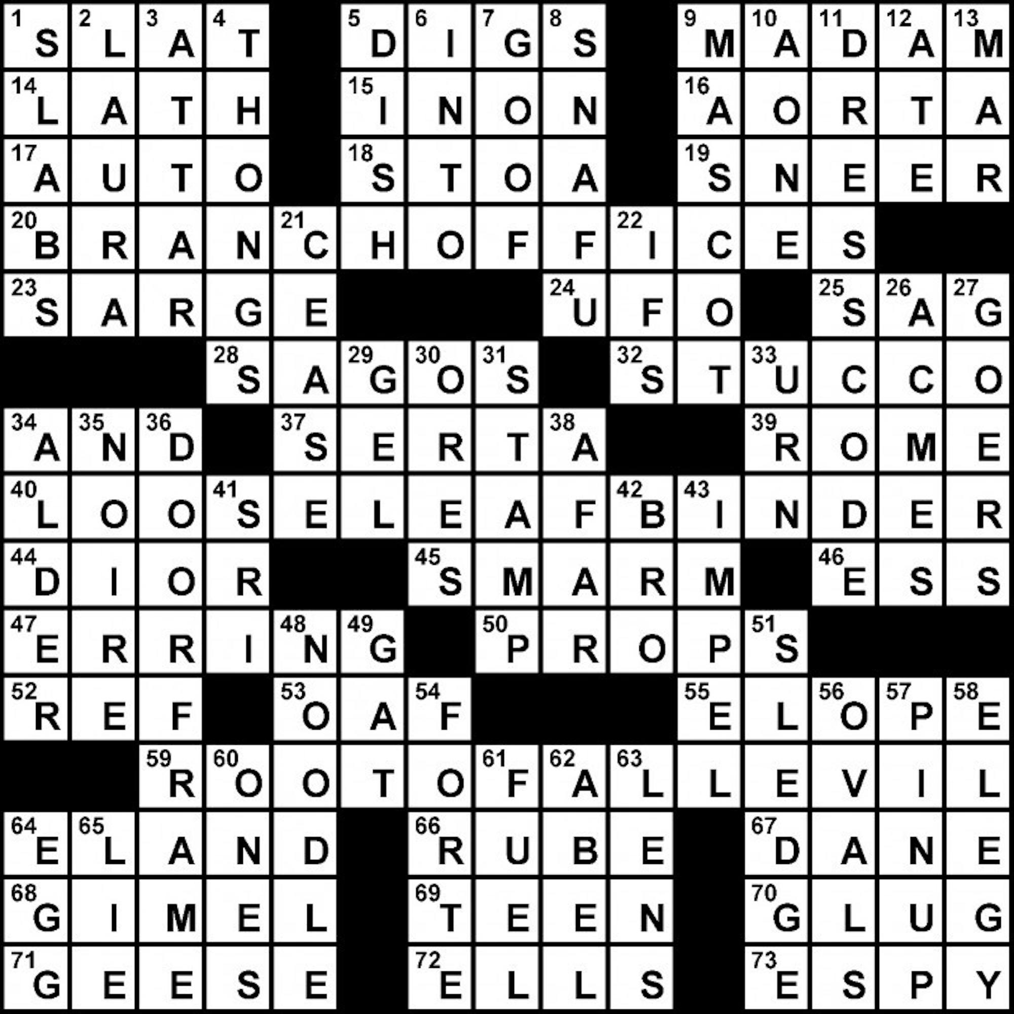 02/18/2011 - Crossword Solution