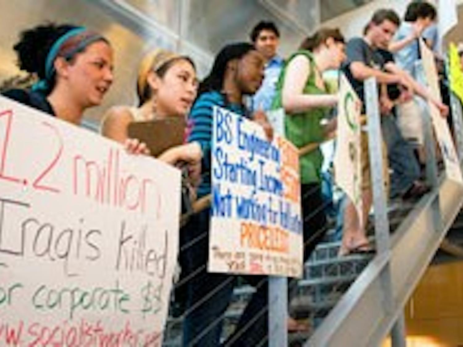 Students protest Halliburton visit