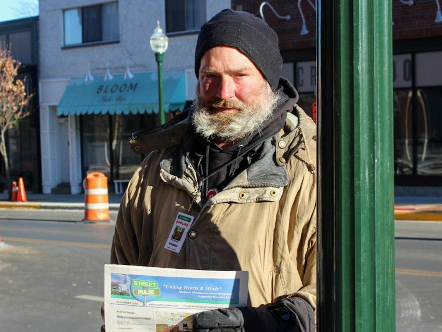 Chris Hubbard has been selling Street Pulse Newspaper for five of his eight and a half years living on the street. 