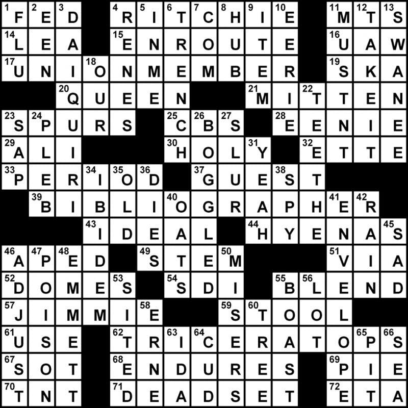 Crossword Solution - 12/04/2012