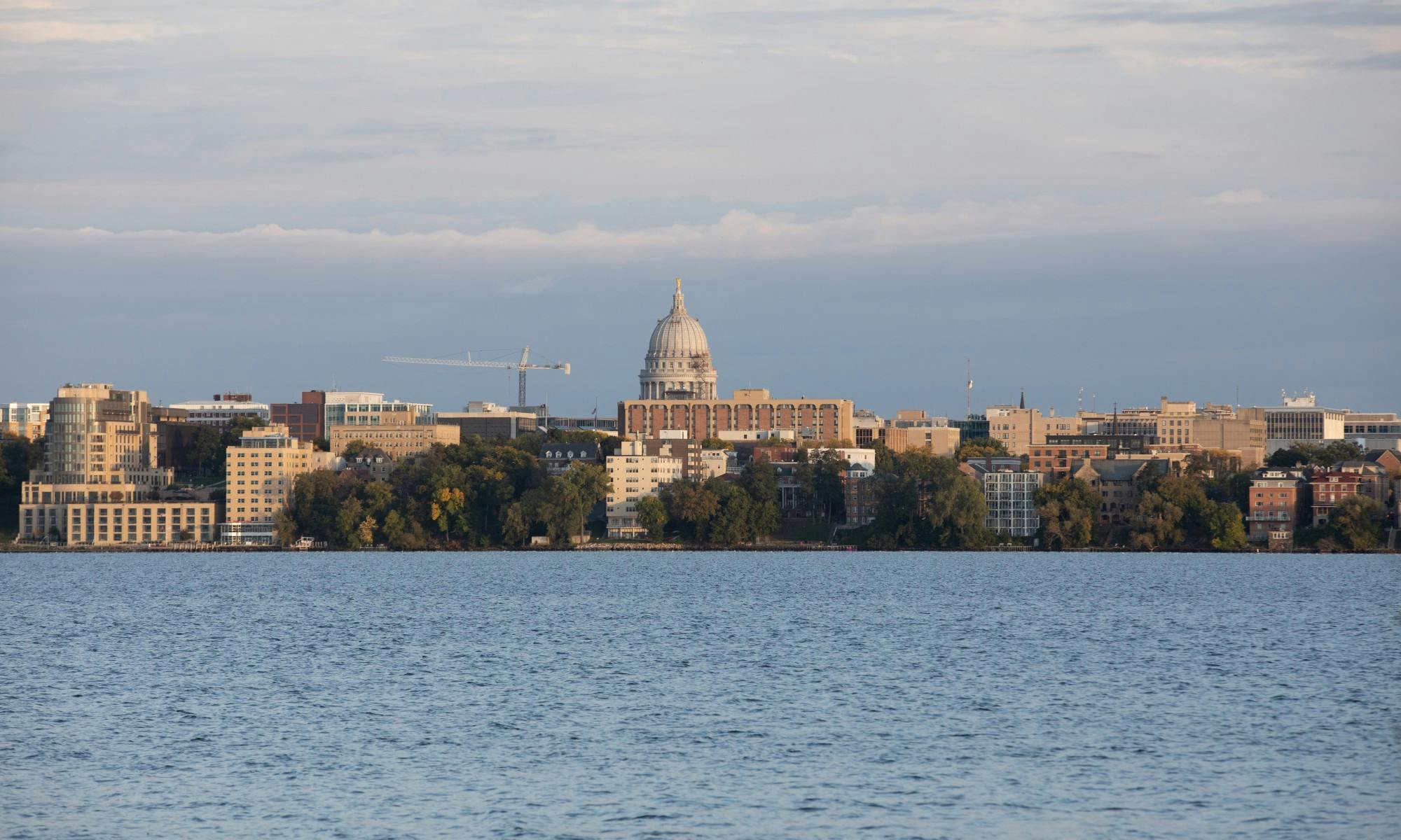 Photo of the Madison skyline across Lake Mendota.