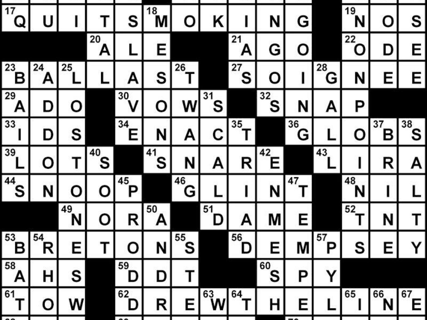 Crossword Solution - 01/29/2013