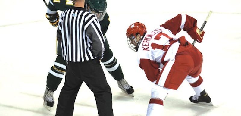 Sophomore forward Nic Kerdiles started the scoring early for the Badgers against Northern Michigan last Saturday.